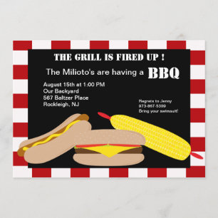 Invitation au barbecue Hamburger & Hotdog