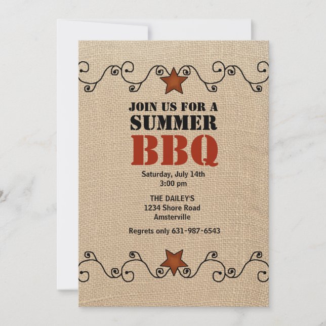 Invitation au barbecue Red Star filaire (Devant)