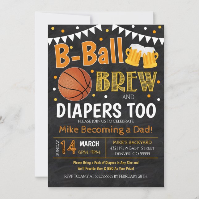 Invitation au basket-ball et au Baby shower de la  (Devant)