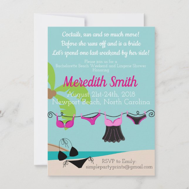 Invitation au Beach Bachelorette Party (Devant)