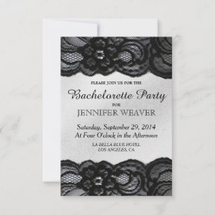 Invitation au Black Lace and Satin Bachelorette Pa