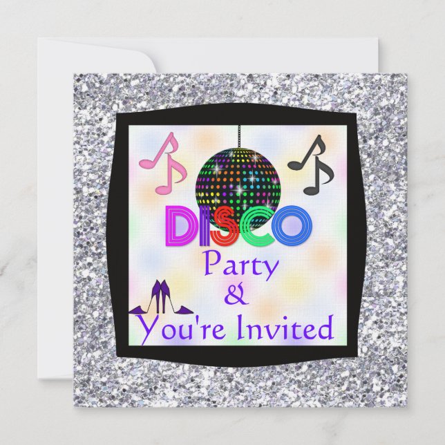 Invitation au BLING Party à thème de disco Super (Devant)