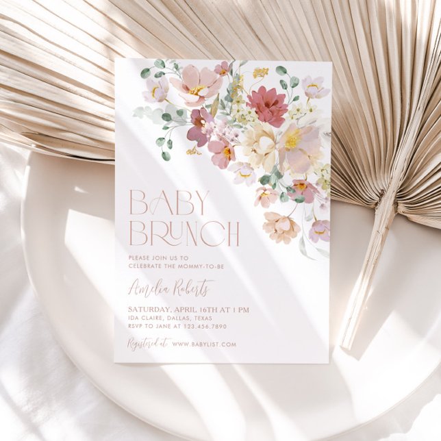 Invitation au brunch bébé floral (Créateur téléchargé)