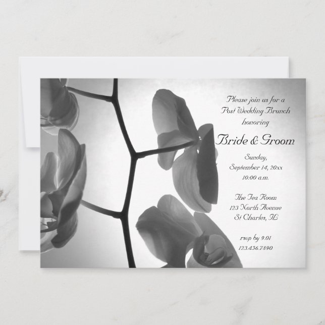 Invitation au brunch d'après mariage avec orchidée (Devant)