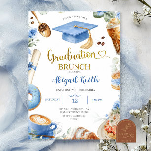 Invitation au brunch de graduation Blue Coffee