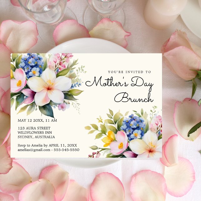 Invitation au brunch de la fête des mères aquarell (Créateur téléchargé)