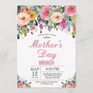 Invitation au brunch de la Fête des mères de fleur