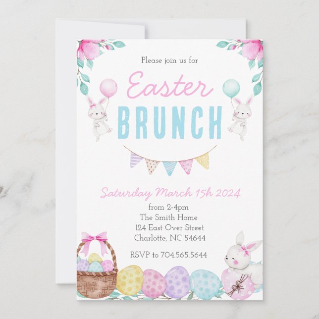 Invitation au brunch de Pâques, Invitation au déje (Devant)