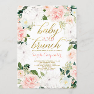 Invitation au brunch des Baby showers à fleurs de 
