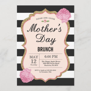 Invitation au brunch des mères Fleur de fleurs ros