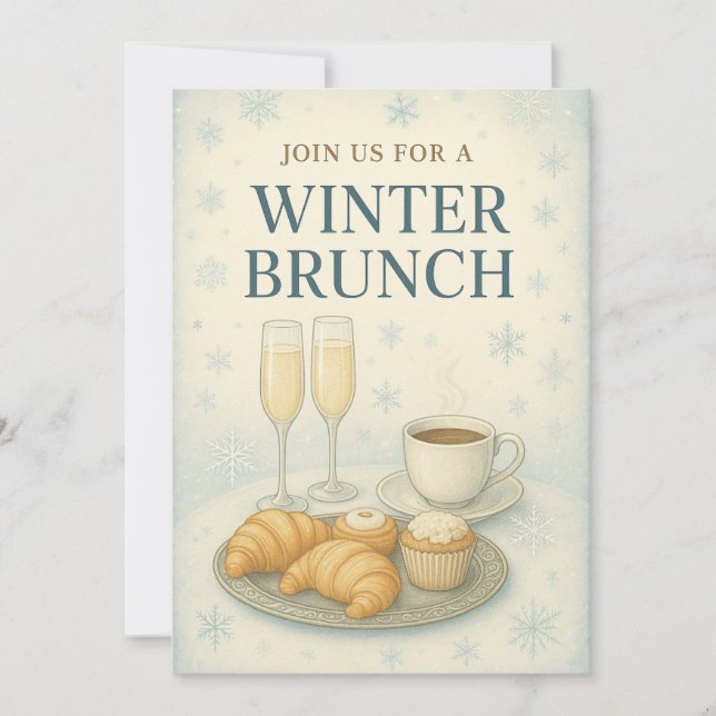 Invitation au Brunch d'Hiver | Élégant Givré  (Devant)