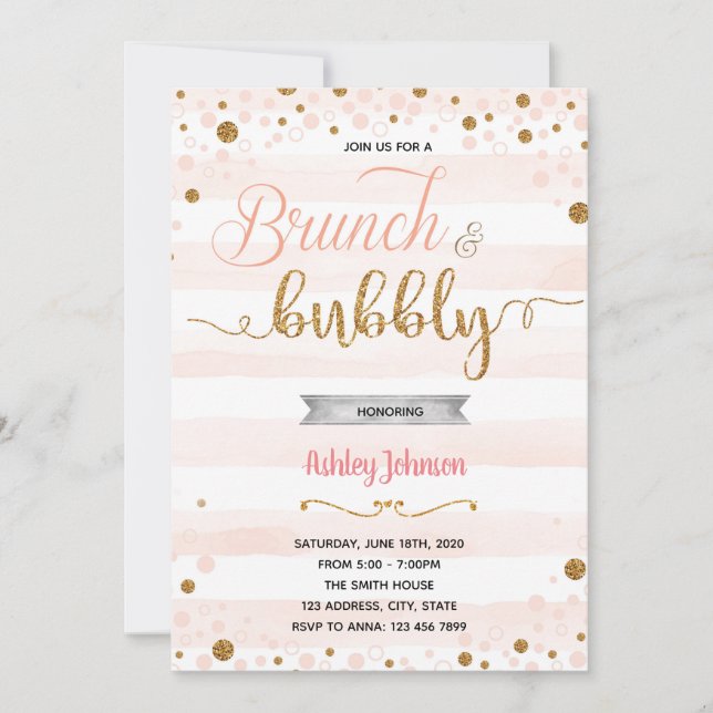 Invitation au brunch et à la douche à bulles (Devant)