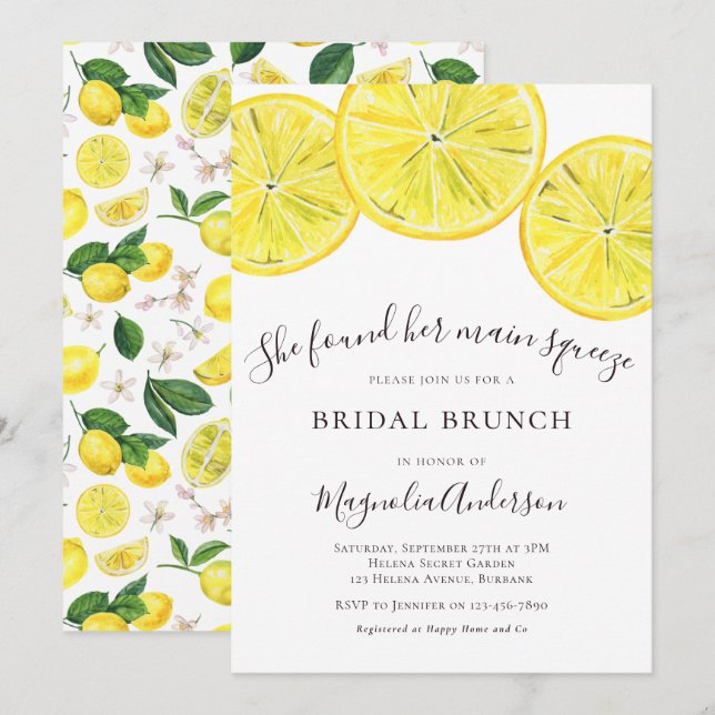 Invitation au brunch nuptial des citrons (Devant / Derrière)