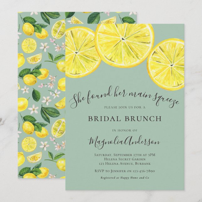 Invitation au brunch nuptial des citrons verts (Devant / Derrière)