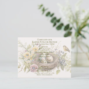 Invitation au brunch potluck de Pâques et chasse a