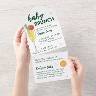 Invitation au Brunch pour bébé vert - Éteins pour 
