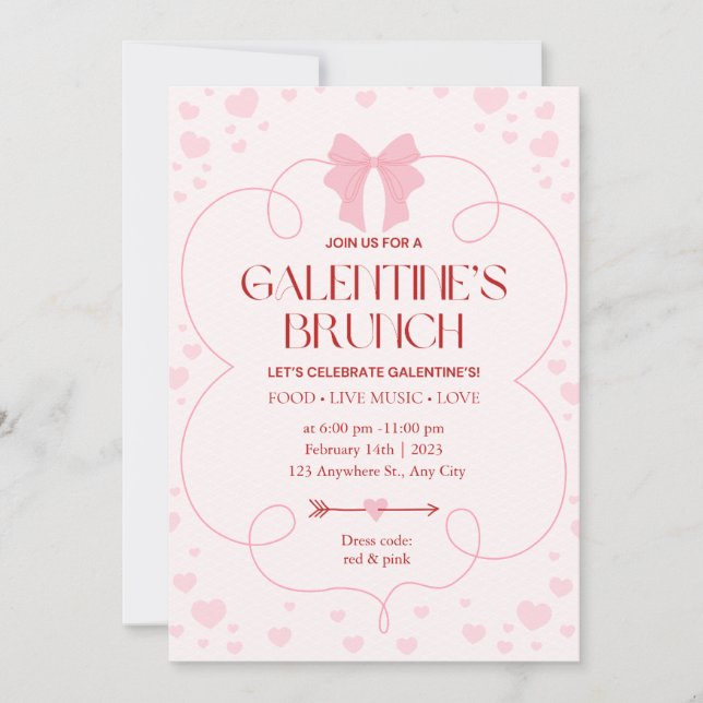 Invitation au brunch rose et girly de la Saint-Val (Devant)