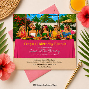 Invitation au brunch tropical au bord de la piscin