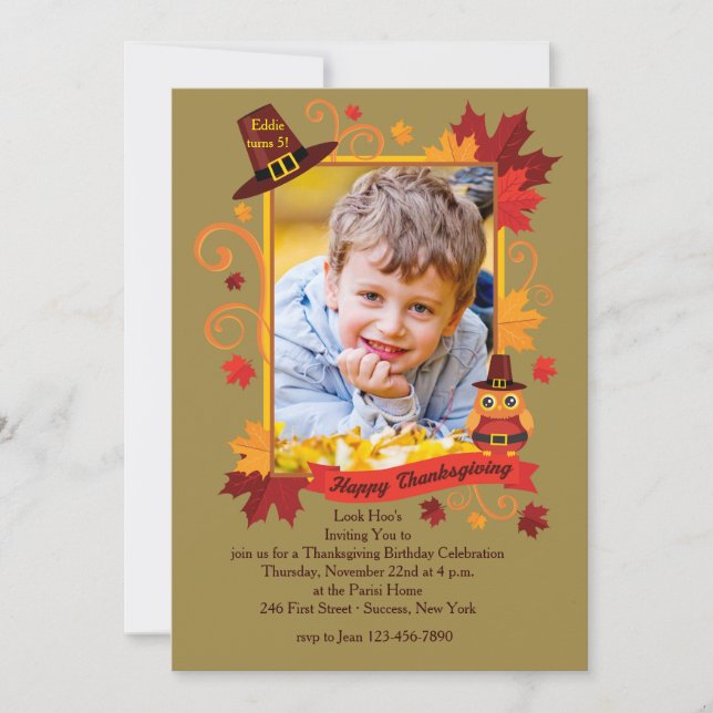 Invitation au cadre photo de Thanksgiving (Devant)