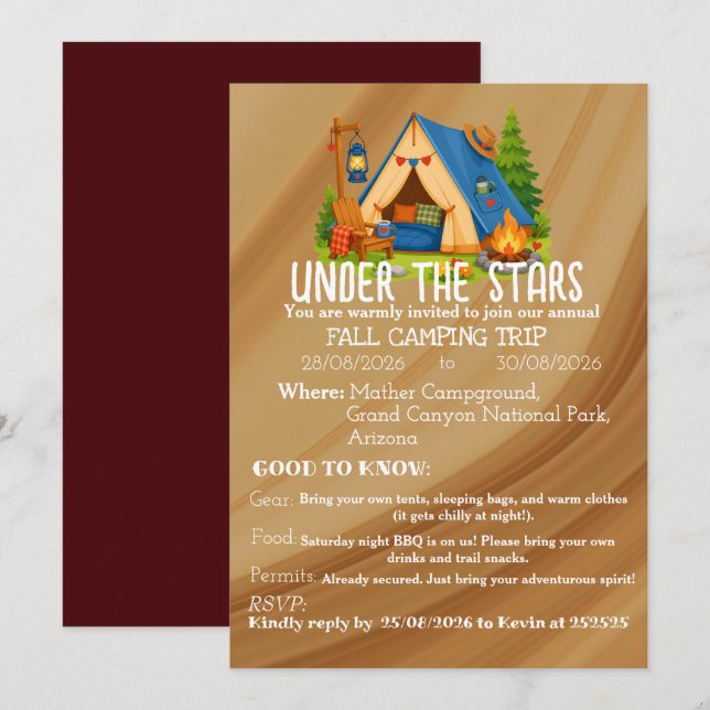 Invitation au camping (Devant / Derrière)