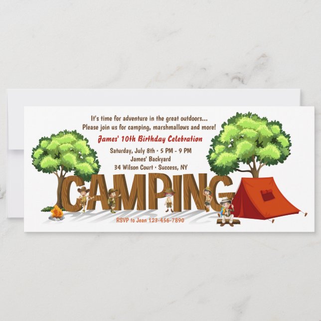 Invitation au camping pour enfants (Devant)