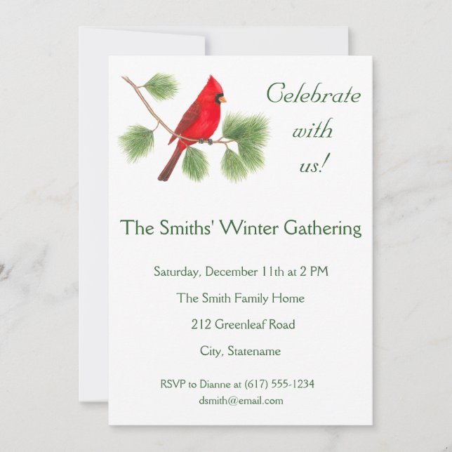 Invitation au Cardinal Bird Art Holiday Party (Devant)