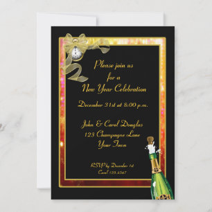 Invitation au Champagne d'or noir du Nouvel An