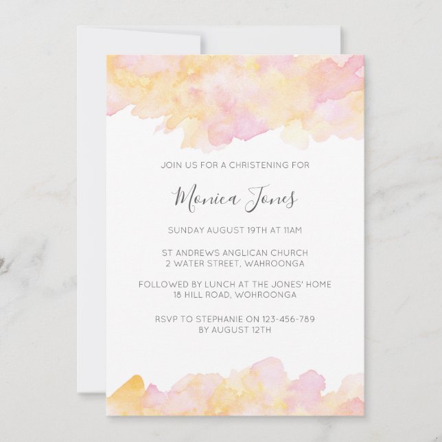 Invitation au Christine de couleur rose et rose (Devant)