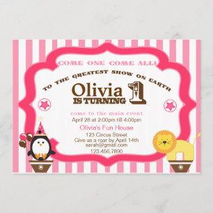 Invitation au cirque d'anniversaire pour les fille