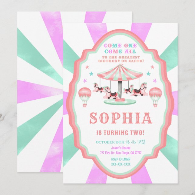 Invitation au cirque du 2e anniversaire (Devant / Derrière)
