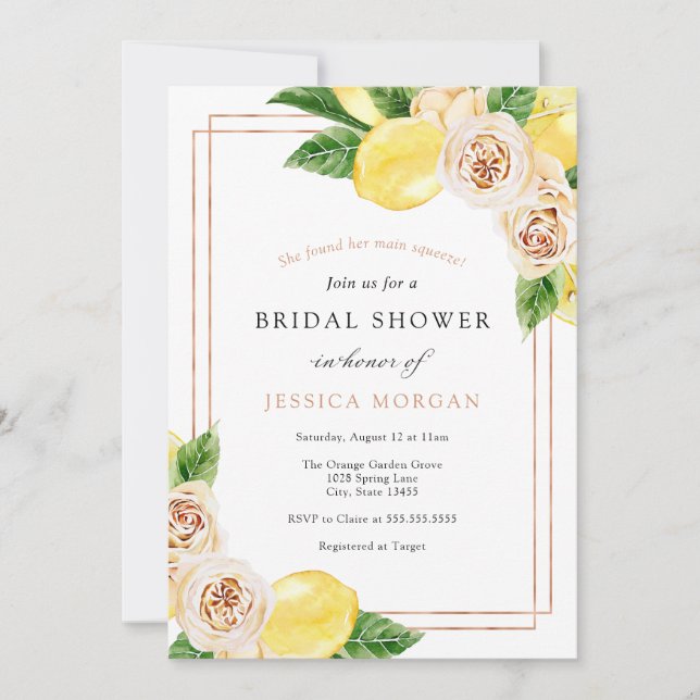 Invitation au citron et à la douche nuptiale verte (Devant)