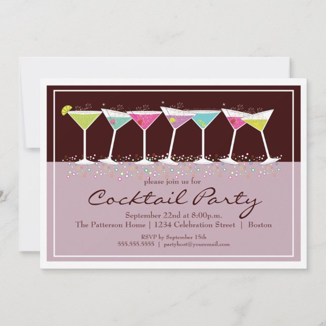 Invitation au cocktail Martinis (Devant)