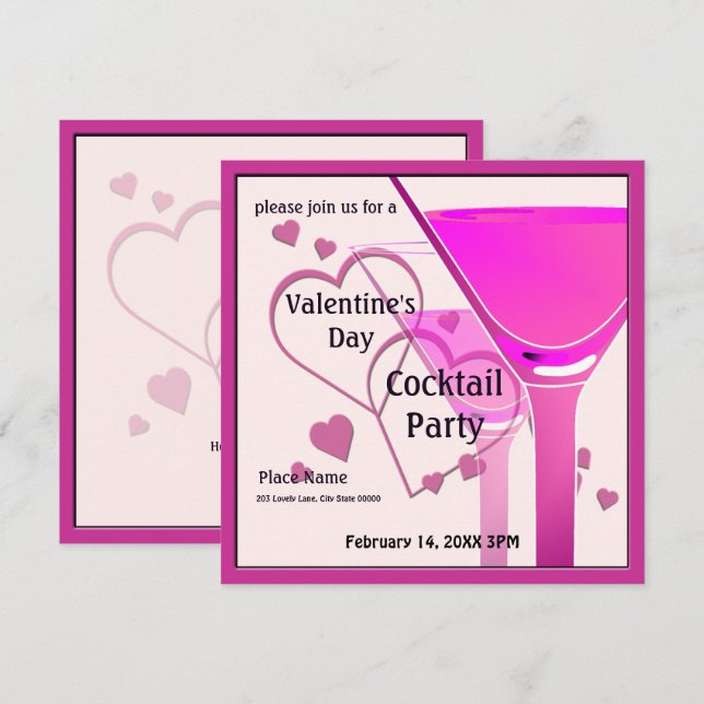 Invitation au Cocktail Party de la Saint-Valentin (Devant / Derrière)