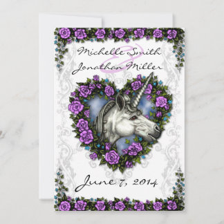 Invitation au coeur blanc de l'Unicorne et du Rose