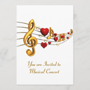 Invitation au concert musical en lettres d'or