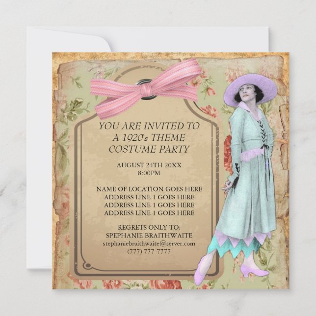 Invitation au Costume Party des années 1920 (Devant)