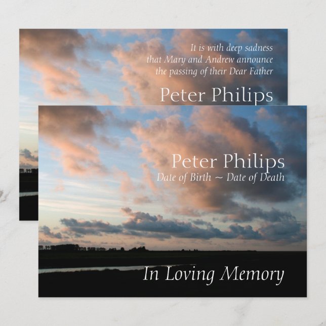 Invitation Au coucher du soleil 1 service commémoratif pacifi (Devant / Derrière)