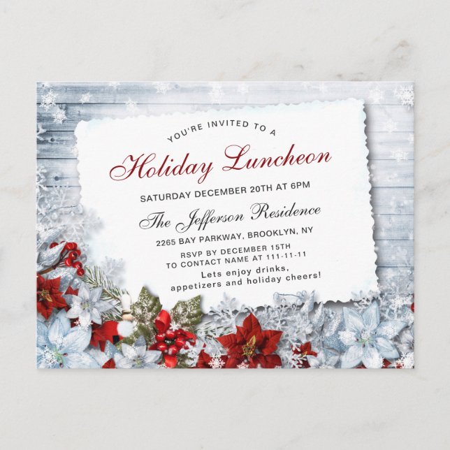 Invitation au déjeuner de Noël Poinsettia (Devant)
