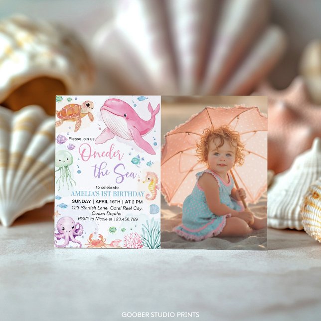 Invitation Au-Dessous De La Mer Cute Océan Animaux Anniversai (Créateur téléchargé)