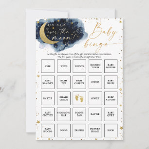 Invitation Au-dessus de la Lune Baby shower Bingo Game Card