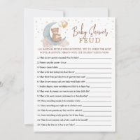 Au-dessus de la lune Baby shower Feud Game Card