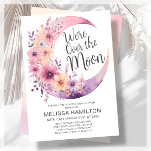 Invitation Au-Dessus De La Lune   Baby shower floral