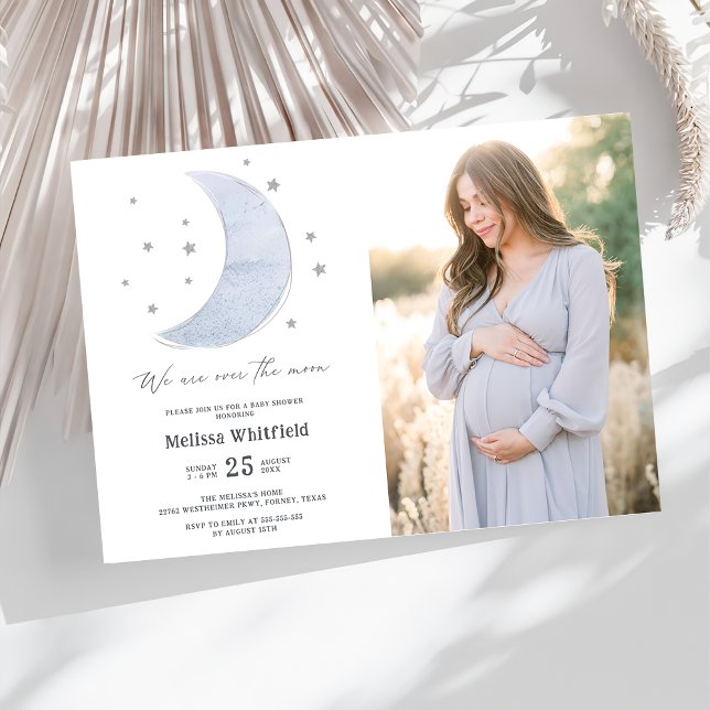 Invitation Au-dessus de la lune Baby shower neutre pour les f (Créateur téléchargé)