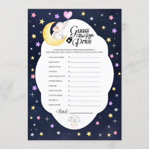 Invitation Au-Dessus De La Lune Elephant Baby shower Prix Jeu