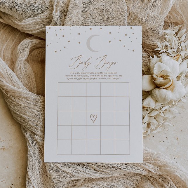 Invitation Au-dessus de la Lune Neutral Baby shower Bingo Jeu (Créateur téléchargé)