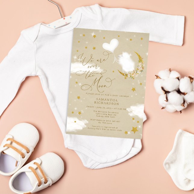 Invitation Au-dessus de la lune Petit agneau Baby shower à ba (Créateur téléchargé)