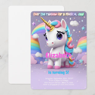 Invitation Au-Dessus De L'Arc-En-Ciel, Anniversaire Licorne