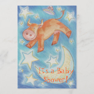 Invitation Au-dessus de l'invitation de "baby shower" de lune