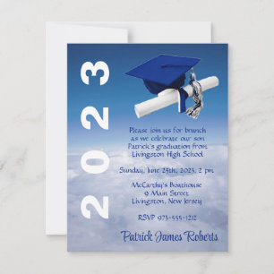 Invitation 'Au-dessus des nuages' Royal Blue Casquette Gradua