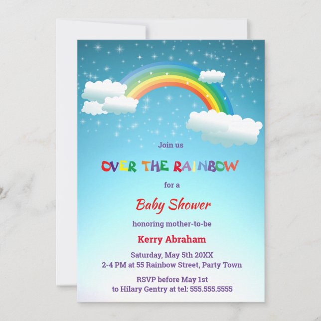 Invitation Au-dessus du Baby shower Arc-en-ciel (Devant)